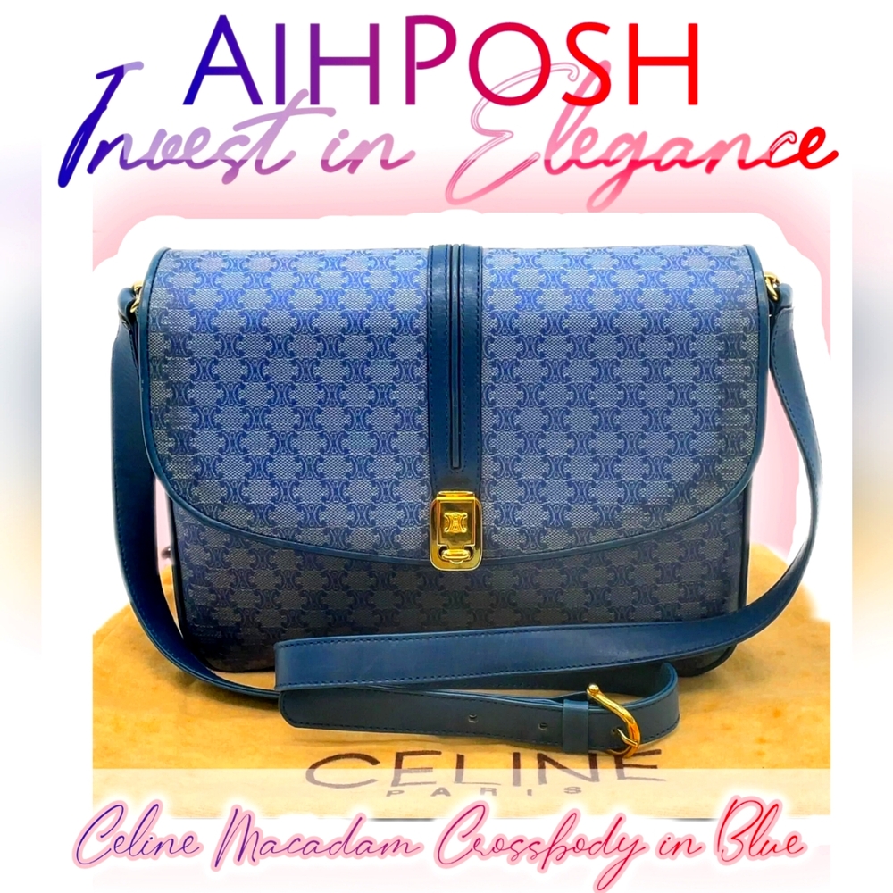 Celine Macadam Shoulder/Crossbody Bag in Blue